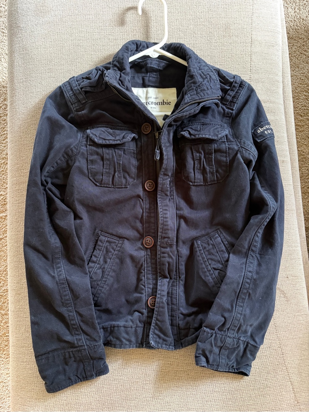 Abercrombie Kids Black Military Utility Field Jacket Size M